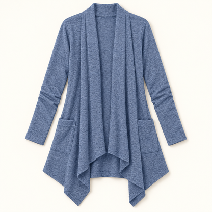 Women's Open-Front Waterfall Cardigan with Pockets