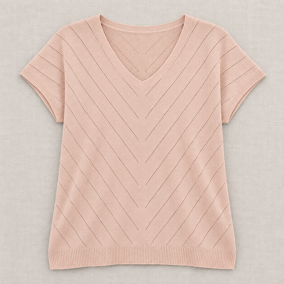Women's V-Neck Short Sleeve Chevron Knit Top