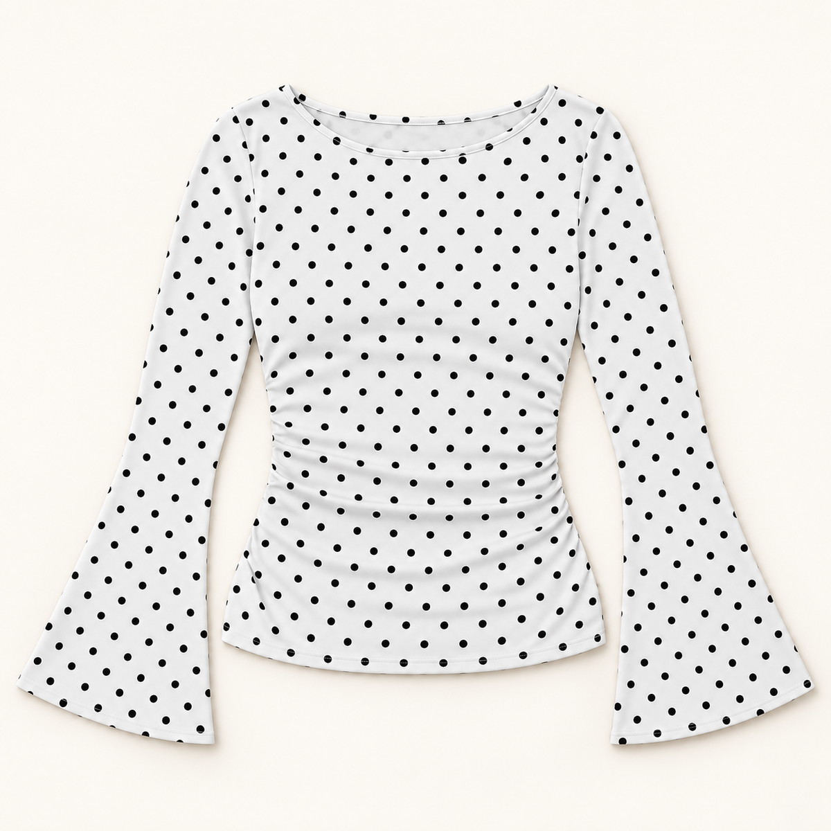 Women’s Boat Neck Long Bell Sleeve Fitted Top