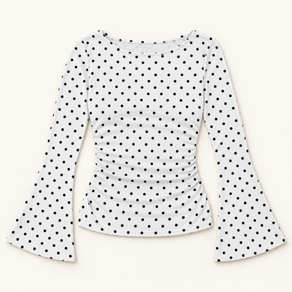 Women’s Boat Neck Long Bell Sleeve Fitted Top