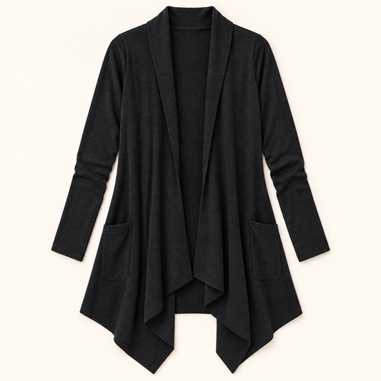 Women's Open-Front Waterfall Cardigan with Pockets